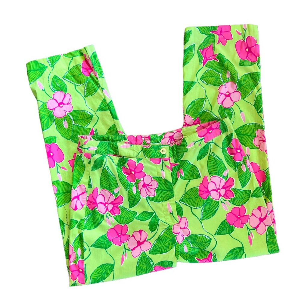 Vintage Lilly Pulitzer Floral Print Cropped Pants 6